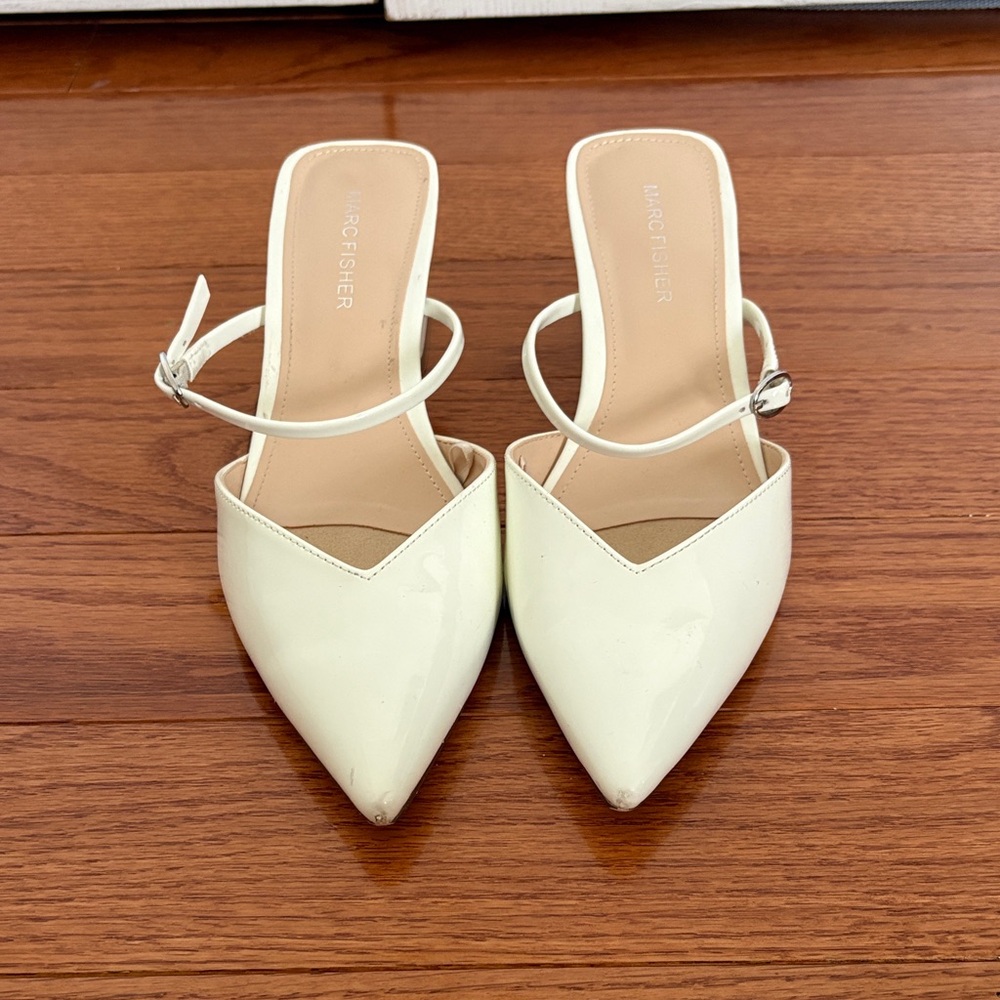 White “Marc Fisher” heels, size 8 Women’s.